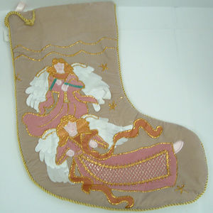 Christmas  angel stocking applique cottage chic